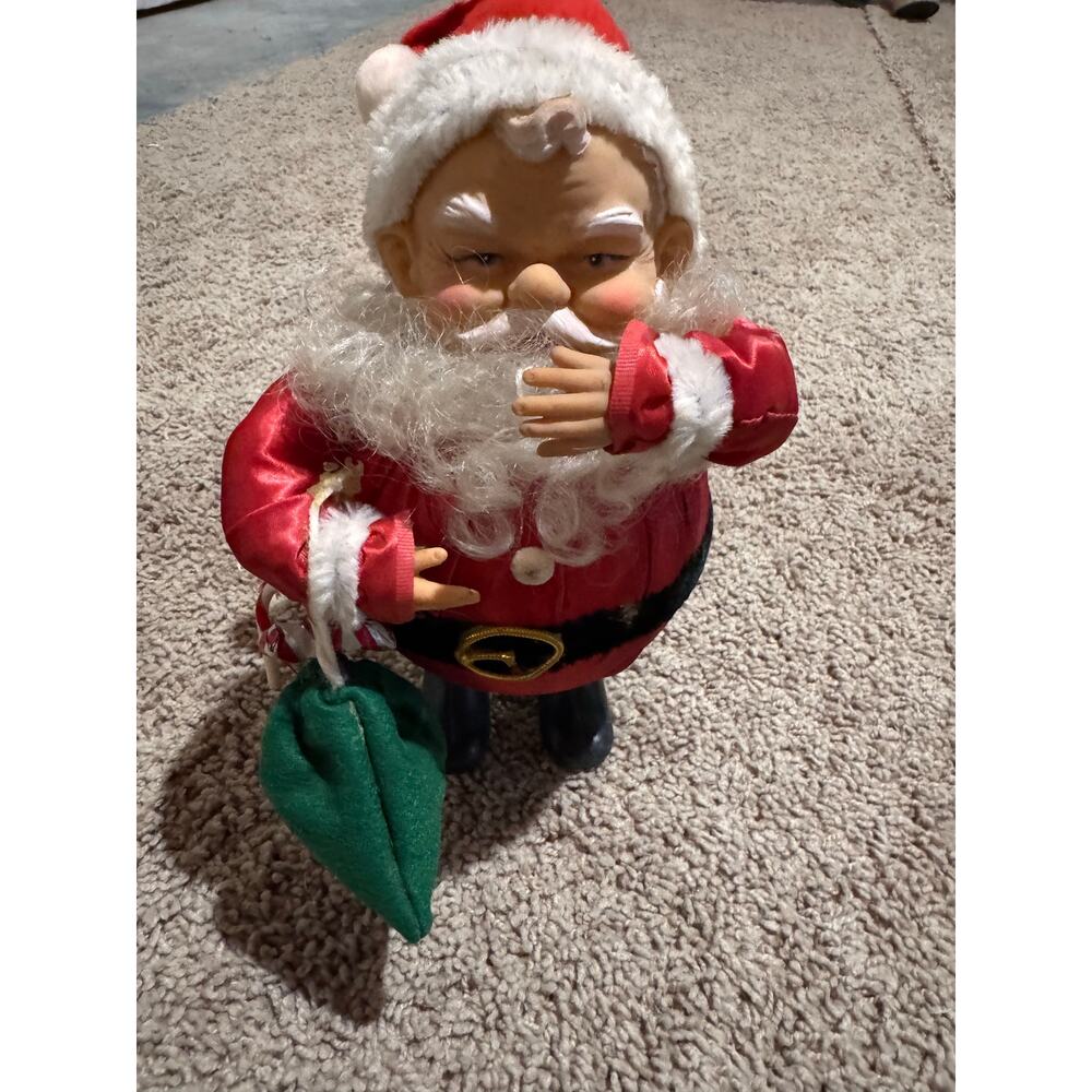 Vintage Round Santa Claus w/Bag Doll Rubber/Foam 10"